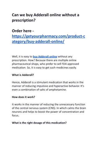 Can we buy Adderall online without a prescription_