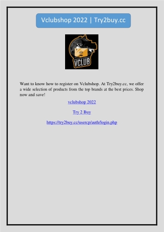 Vclubshop 2022 | Try2buy.cc