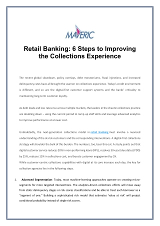 Retail Banking 6 Steps to Improving the Collections Experience