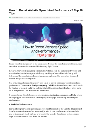 How to Boost Website Speed And Performance? Top 10 Tips