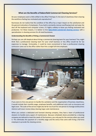 What are the Benefits of Bakersfield Commercial Cleaning Services
