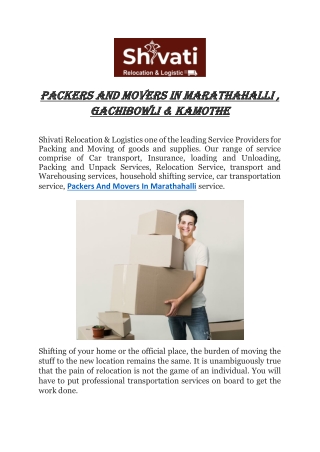 Packers and Movers in Marathahalli