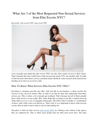 What Are 3 of the Most Requested Non-Sexual Services from Elite Escorts NYC