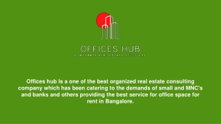 Furnished Office Space for Rent in Bangalore - Offices Hub