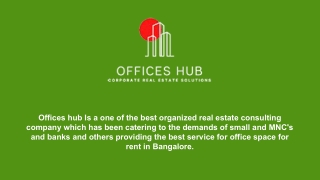 Furnished Office Space for Rent in Bangalore - Offices Hub