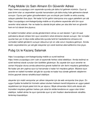 Pubg Mobile Uc Satın Almanın En Güvenilir Adresi