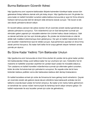 Burma Baklavanın Güvenilir Adresi