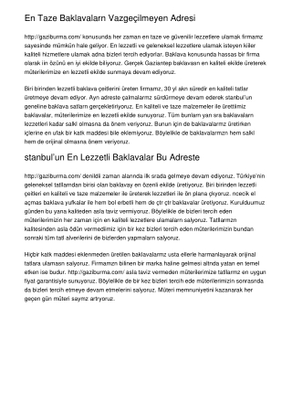 En Taze Baklavaların Vazgeçilmeyen Adresi