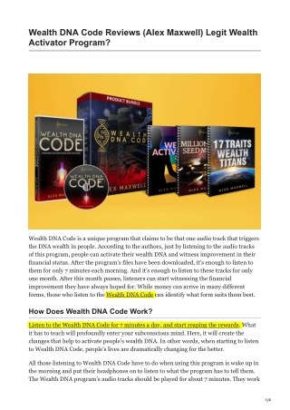 Alex Maxwell Wealth DNA Code Reviews