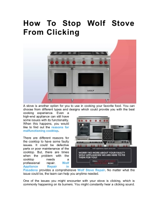 How To Stop Wolf Stove From Clicking