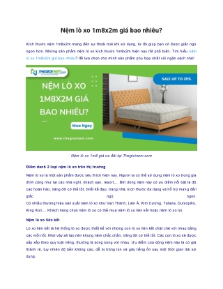 Nệm lò xo 1m8x2m giá bao nhiêu