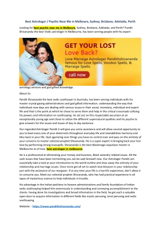 Best Astrologer  Psychic Near Me in Melboure, Sydney, Brisbane, Adelaide, Perth