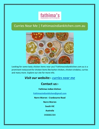 Curries Near Me | Fathimasindiankitchen.com.au