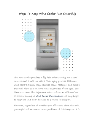 Ways To Keep Wine Cooler Run Smoothly