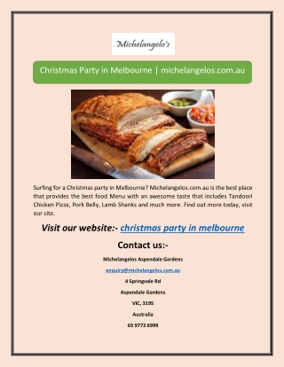 Christmas Party in Melbourne | michelangelos.com.au