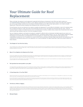 Your Ultimate Guide for Roof Replacement