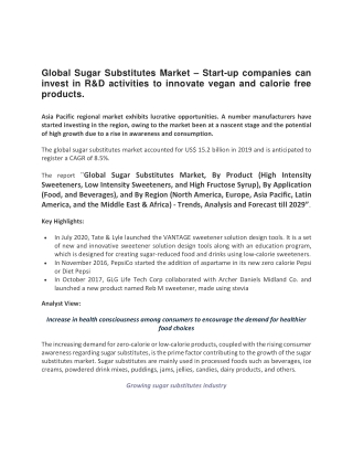 Global Sugar Substitutes Market