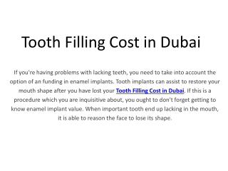 Tooth Filling Cost in Dubai