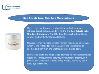 Best Private Label Skin Care Manufacturers