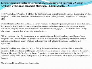 Lenox Financial Mortgage Corporation