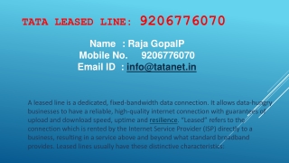 Tata Leased Line @ 9206776070