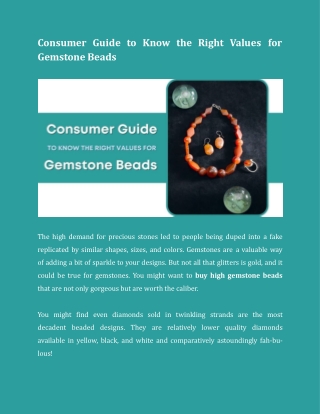 Consumer Guide to Know The Right Values for Gemstone Beads