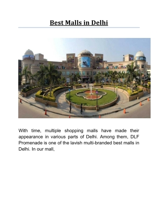 Best Malls in Delhi