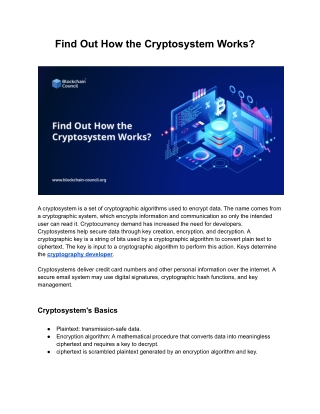 Find Out How the Cryptosystem Works ?