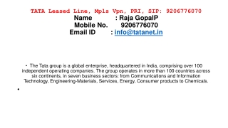 TATA Leased Line, Mpls Vpn, :9206776070_Bangalore ,Hyderabad ,chennai ,Mumbai.