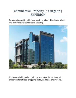 Commercial Property in Gurgaon | EXPERION