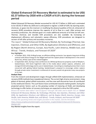 Global Enhanced Oil Recovery Market