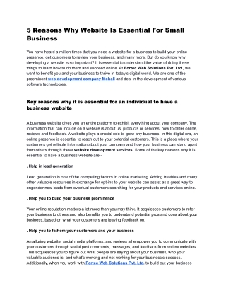 5 Reasons Why Website Is Essential For Small Business