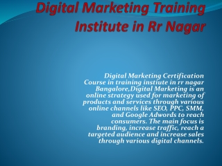 Digital Marketing Training Institute in Rr Nagar