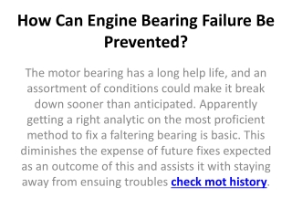 How Can Engine Bearing Failure Be Prevented?