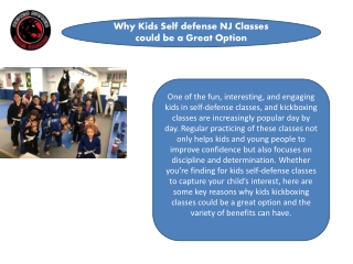 Why Kids Self defense NJ Classes could be a Great Option