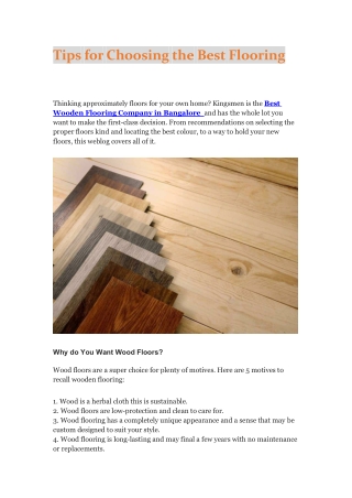 Tips for Choosing the Best Flooring