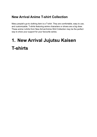 New Arrival Anime T-shirt Collection