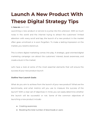 Launch A New Product With These Digital Strategy Tips