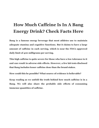 How Much Caffeine Is In A Bang Energy Drink? Check Facts Here