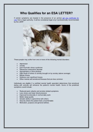 Who Qualifies for an ESA LETTER