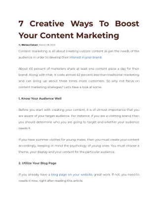 7 Creative Ways To Boost Your Content Marketing