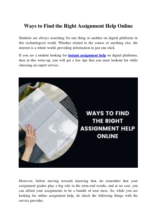 Ways to Find the Right Assignment Help Online