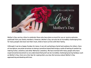 How To Cope With Grief on Mothers Day