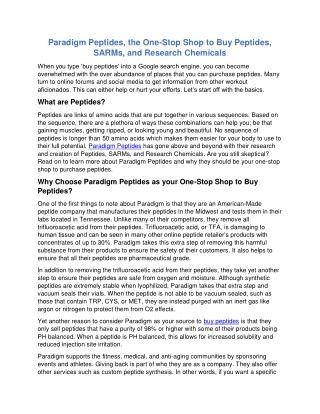 Paradigm Peptides Your one Stop Shop