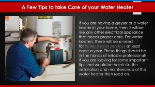 A Few Tips to take Care of your Water Heater