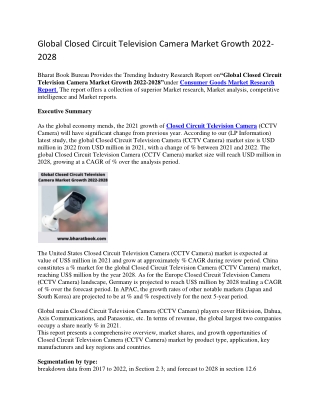 Global Closed Circuit Television Camera Market Growth 2022-2028