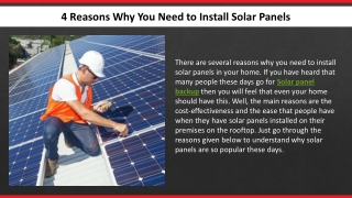 4 Reasons Why You Need to Install Solar Panels