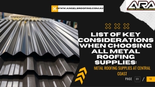 List of key considerations when choosing all metal roofing supplies