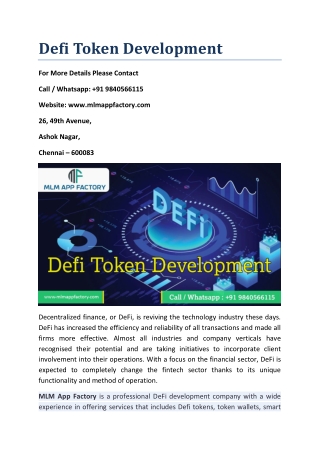 Defi Token Development