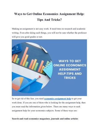 Ways to Get Online Economics Assignment Help: Tips And Tricks